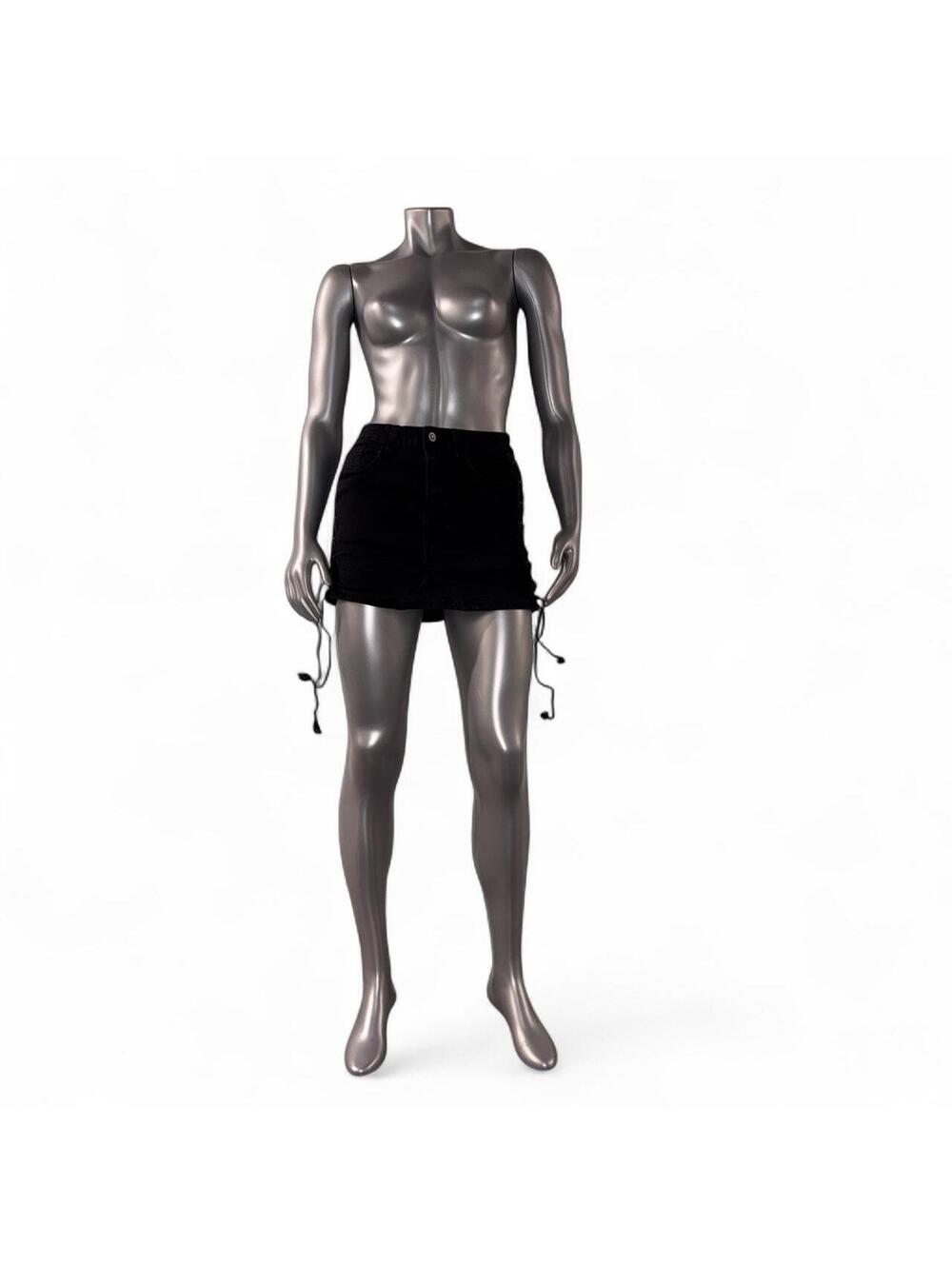 Kiss Me Angel Black Denim Mini Skirt with Adjustable Lace-Up Sides, Y2K Goth Grn